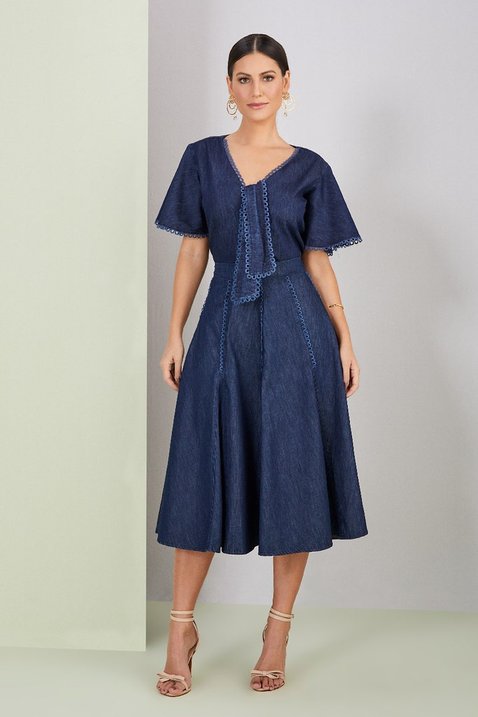 saia jeans com renda 2