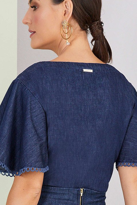 blusa jeans com renda 7