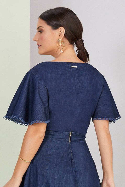 blusa jeans com renda 6
