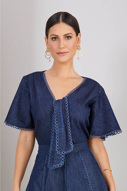 blusa jeans com renda 2