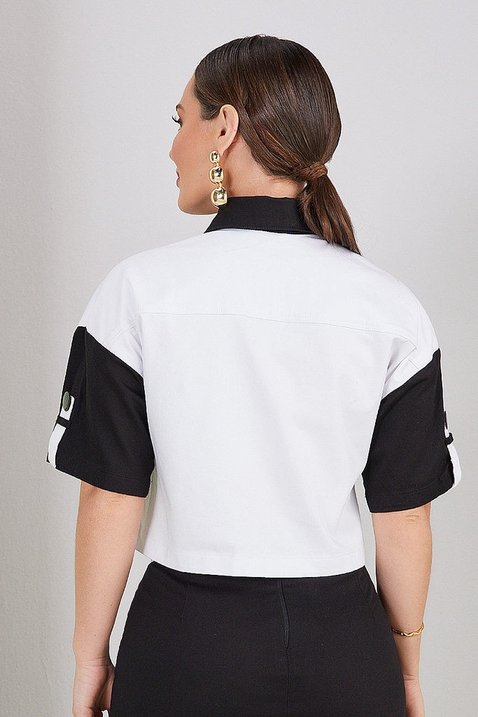 camisa preto e branco com bolsos 6