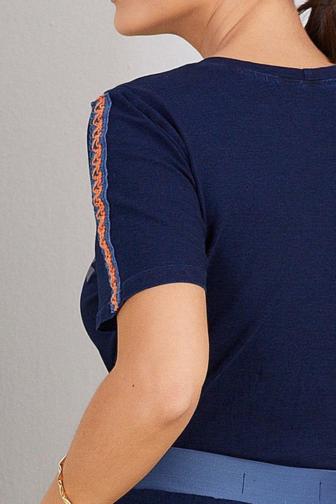 t shirt denim mangas com renda 1