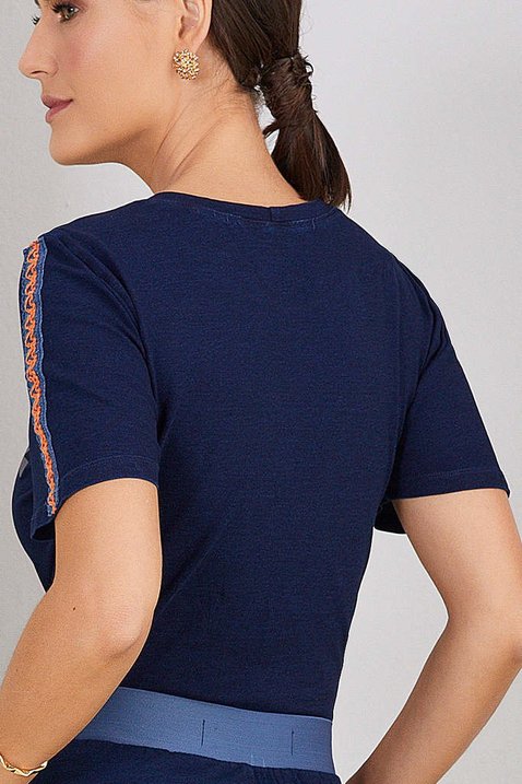 t shirt denim mangas com renda 9