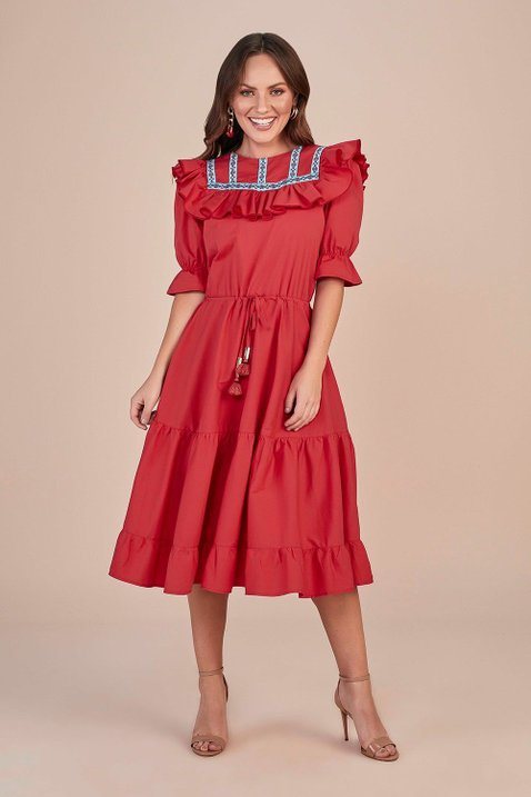 vestido gode tricoline com babados sobreposto titanium jeans1