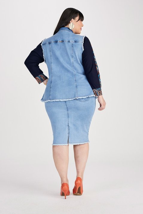 saia tradicional jeans plus com barra desfiada titanium6 easy resize com