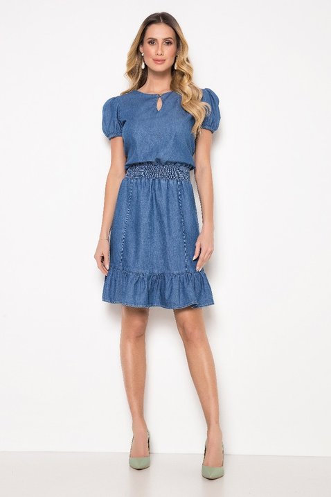 vestido jeans com lastex 2