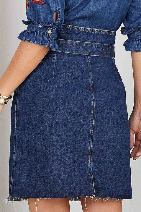 saia jeans evase com faixa 8