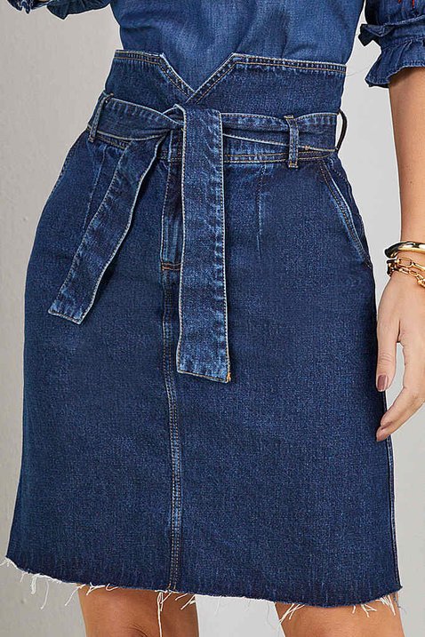 saia jeans evase com faixa 3