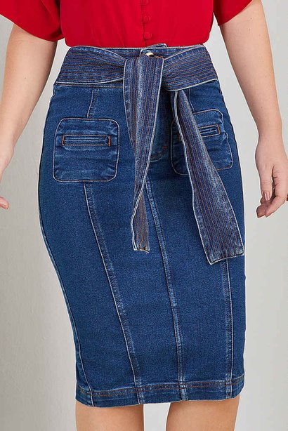 saia jeans com faixa fixa 2