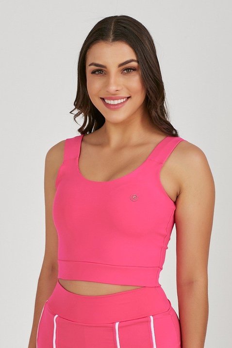 top de alca grossa rosa de academia em poliamida com alta compressao com bojo removivel epulari 8