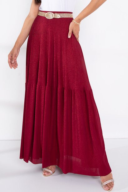 Saia Marsala Longa Godê Lurex Rozani Lekazis