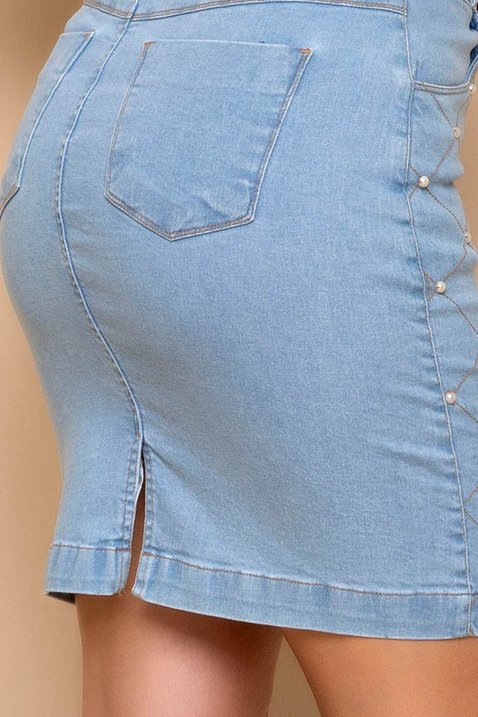 saia jeans com bordados 1