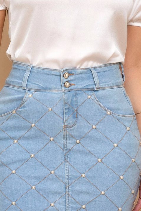 saia jeans com bordados 4
