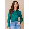 Camisa Verde Tricoline Manga Longa Bufante Titanium Jeans