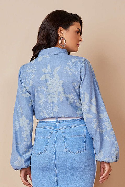 camisa estampada azul manga longa 8