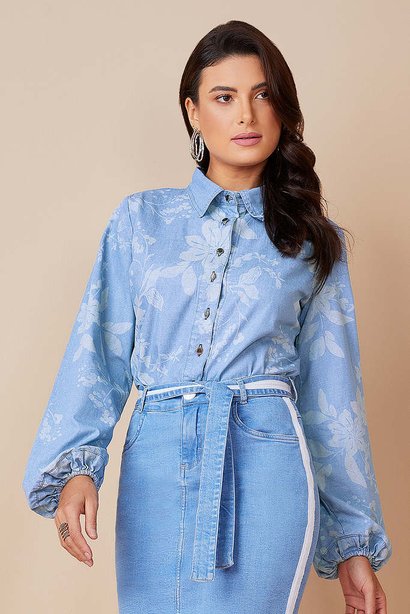 camisa estampada azul manga longa 3