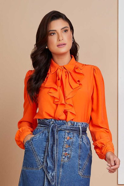 camisa laranja com babados 3