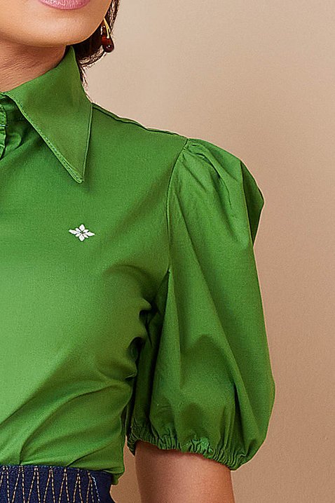 camisa verde mangas bufantes 3