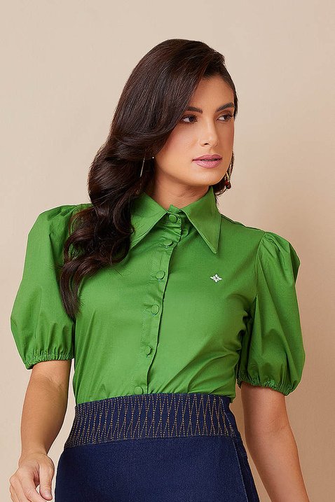 camisa verde mangas bufantes 1