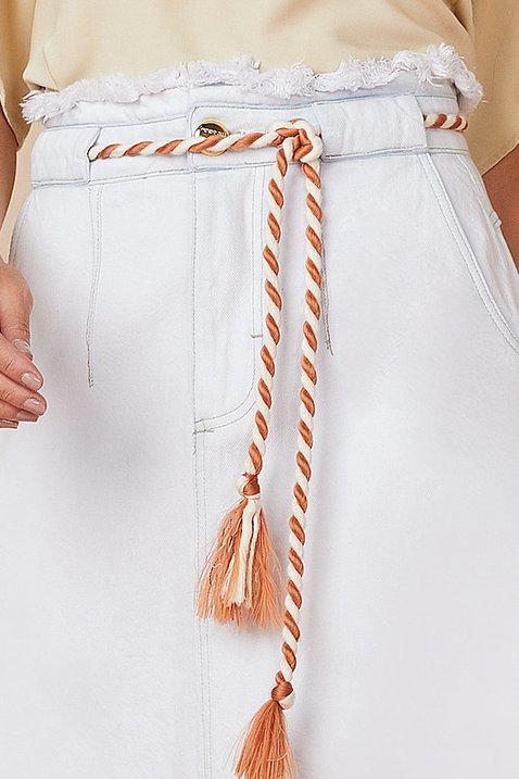 Saia Evasê Jeans Com Cordão Titanium Jeans