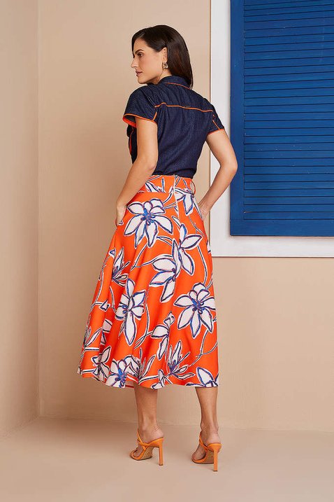 saia laranja estampada 6