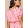 vestido evase rosa com bolsos frontais 9
