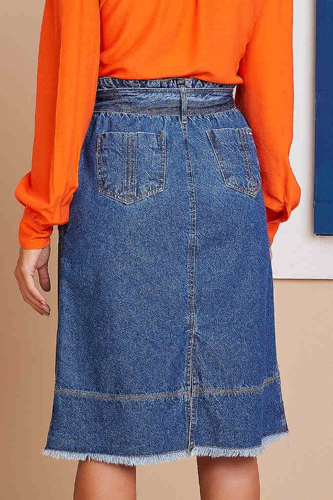 saia jeans evase com faixa 9