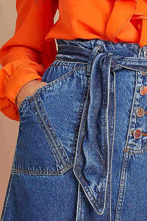 saia jeans evase com faixa 6