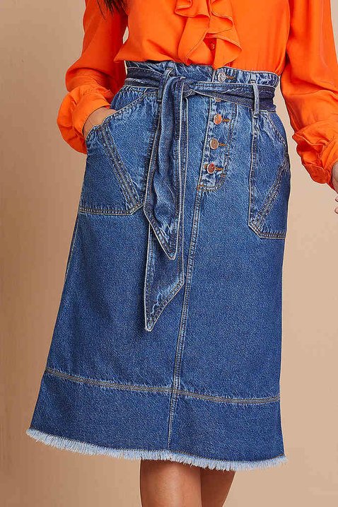 saia jeans evase com faixa 3