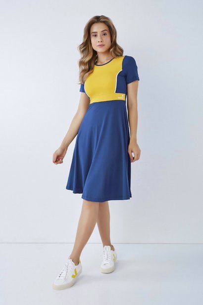vestido azul moda fitness modesta em poliamida com protecao uv50 epulari 2