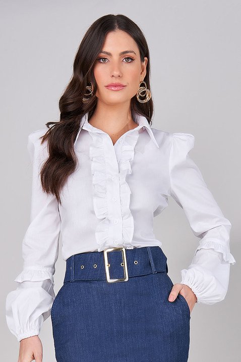 camisa branca com babados 7