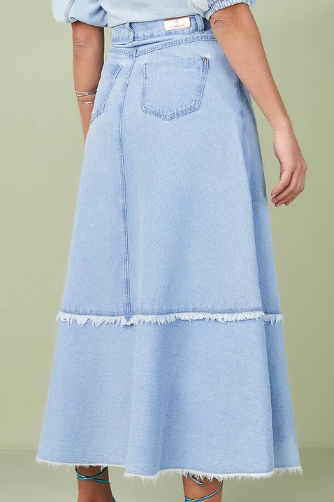 saia jeans longa evase 5