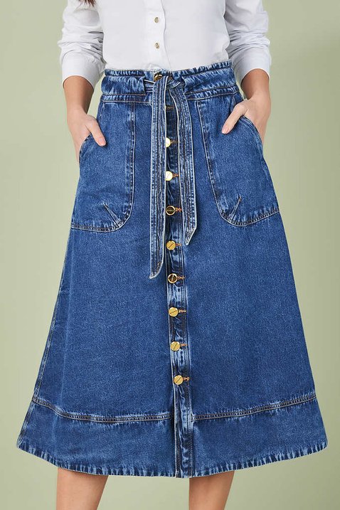saia jeans evase midi 9