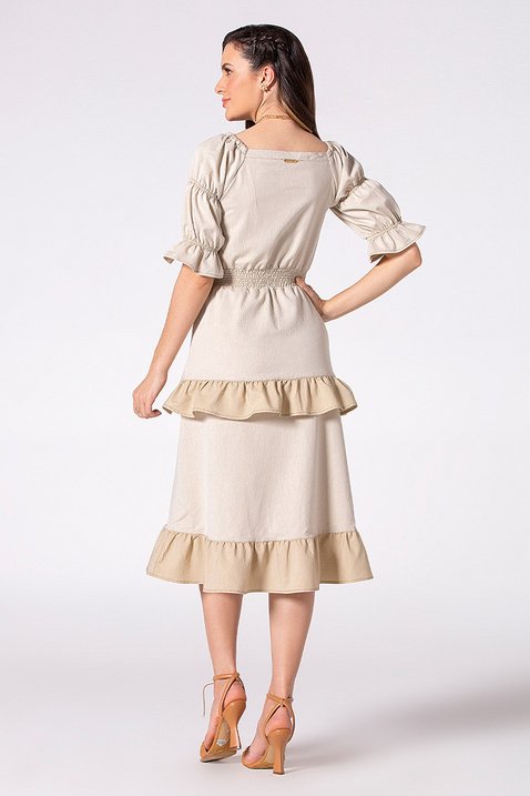 vestido bege com babados 4