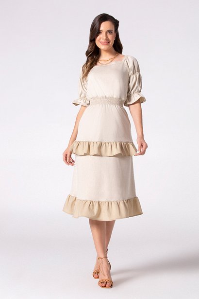 vestido bege com babados 9