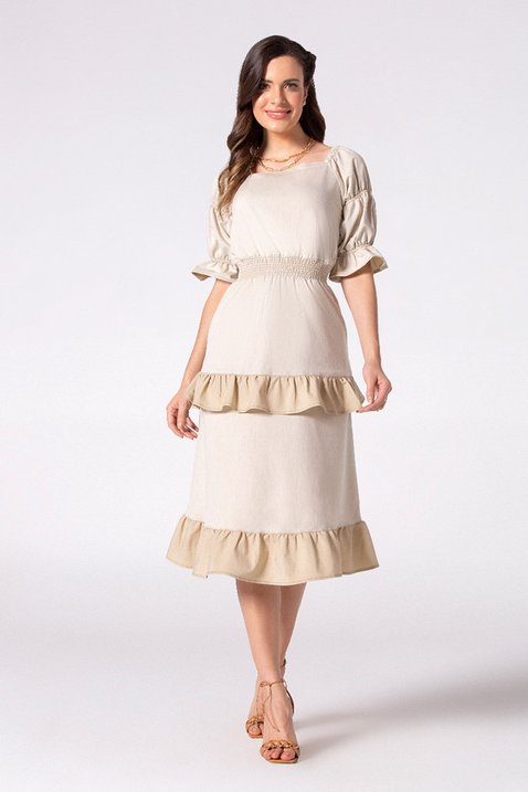 vestido bege com babados 9