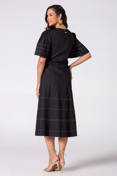 vestido jeans preto midi 5