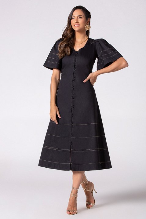 vestido jeans preto midi 1