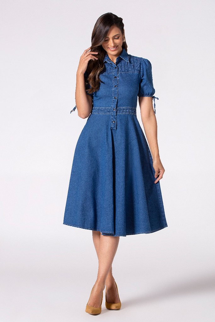 Jeans Bordado Vestido Kauly Mercado Livre Vestido Longo Em Crepe - Main Image