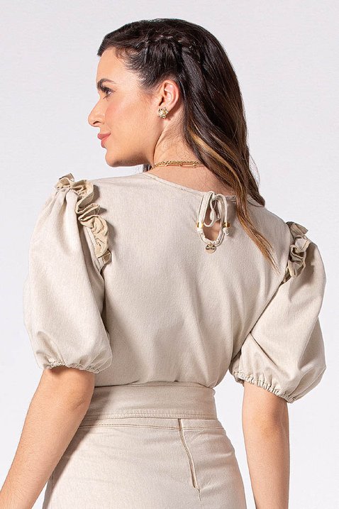 blusa bege manga curta 4