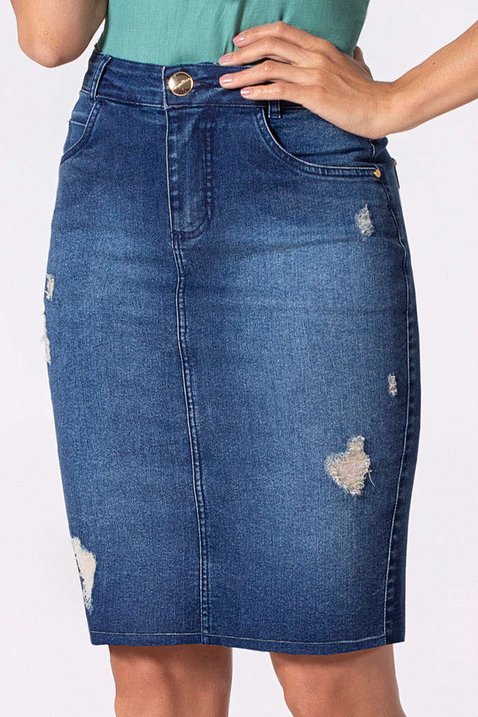 saia reta jeans 7