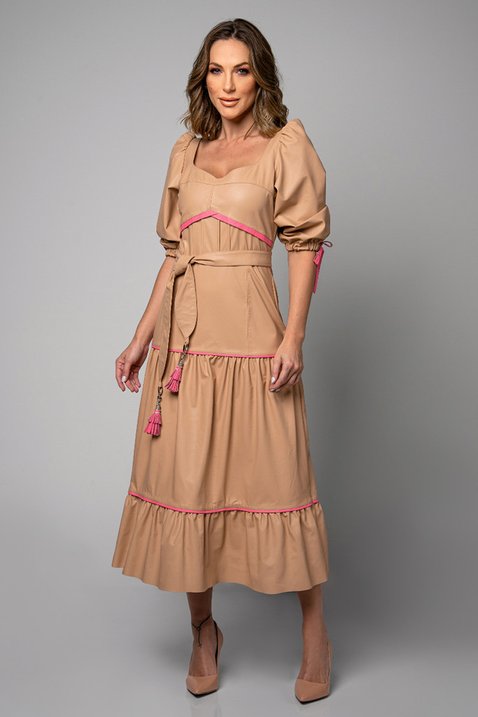 vestido nude couro com faixa 9