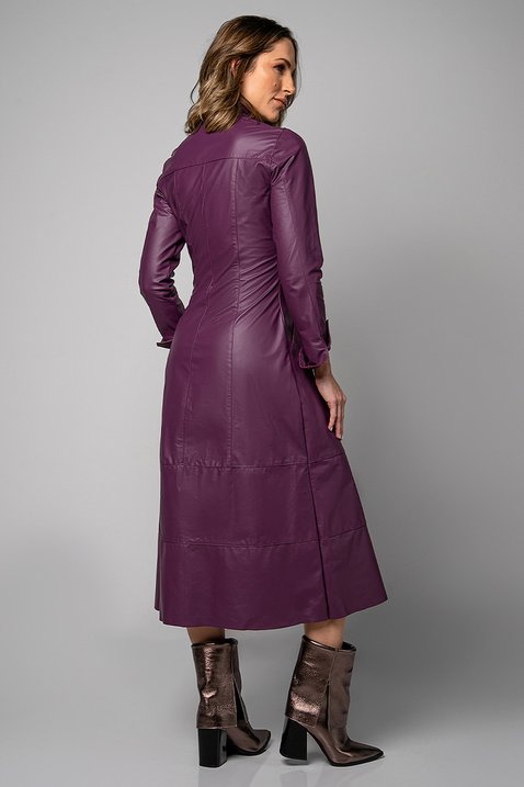 vestido uva manga longa couro 7