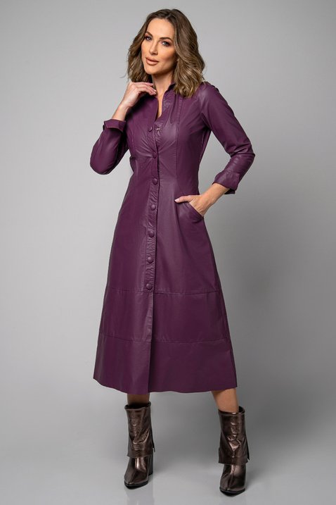 vestido uva manga longa couro 5