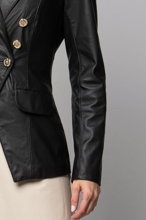 blazer preto couro manga longa 5