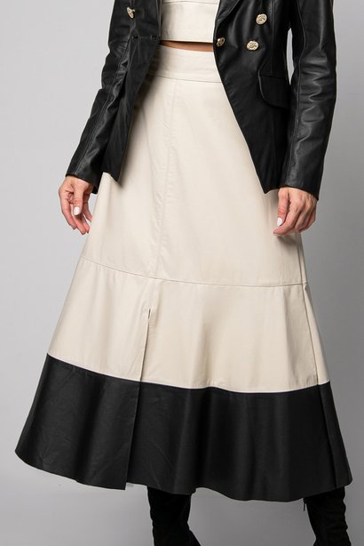 saia midi bicolor couro 1