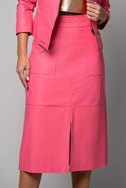 saia rosa midi couro 8