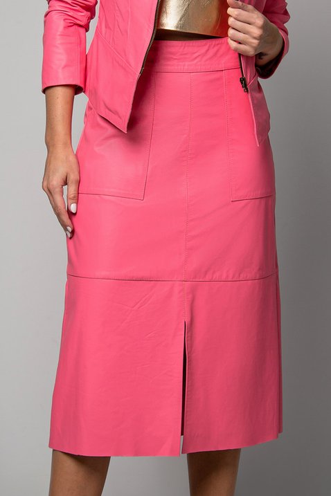 saia rosa midi couro 8