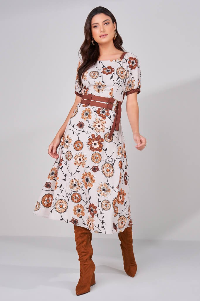 De Festa Vestido Estampado Moda EvangÃ©lica Vestidos Evangélicos - Main Image