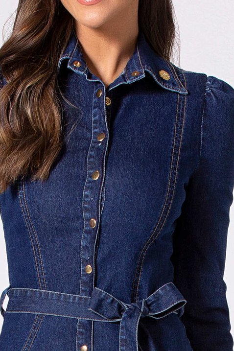 vestido jeans reto com amarracao 8
